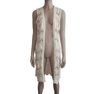 JOLIE AND JOY Crochet knit beach cover up size medium cream color